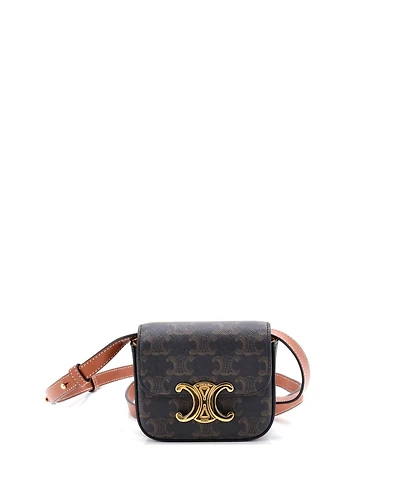 Pre-Owned Celine Mini Triomphe Shoulder Bag Triomphe Coated Canvas
