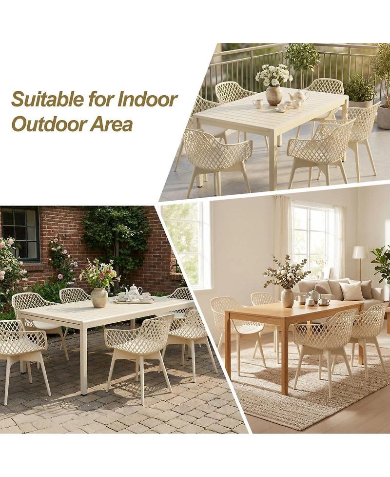 Aoodor Modern Dining Chairs Set of 2, Weather-Resistant Plastic Cafe with Ergonomic Back and Non-Slip Pad, Suitable for Patio, Restaurant