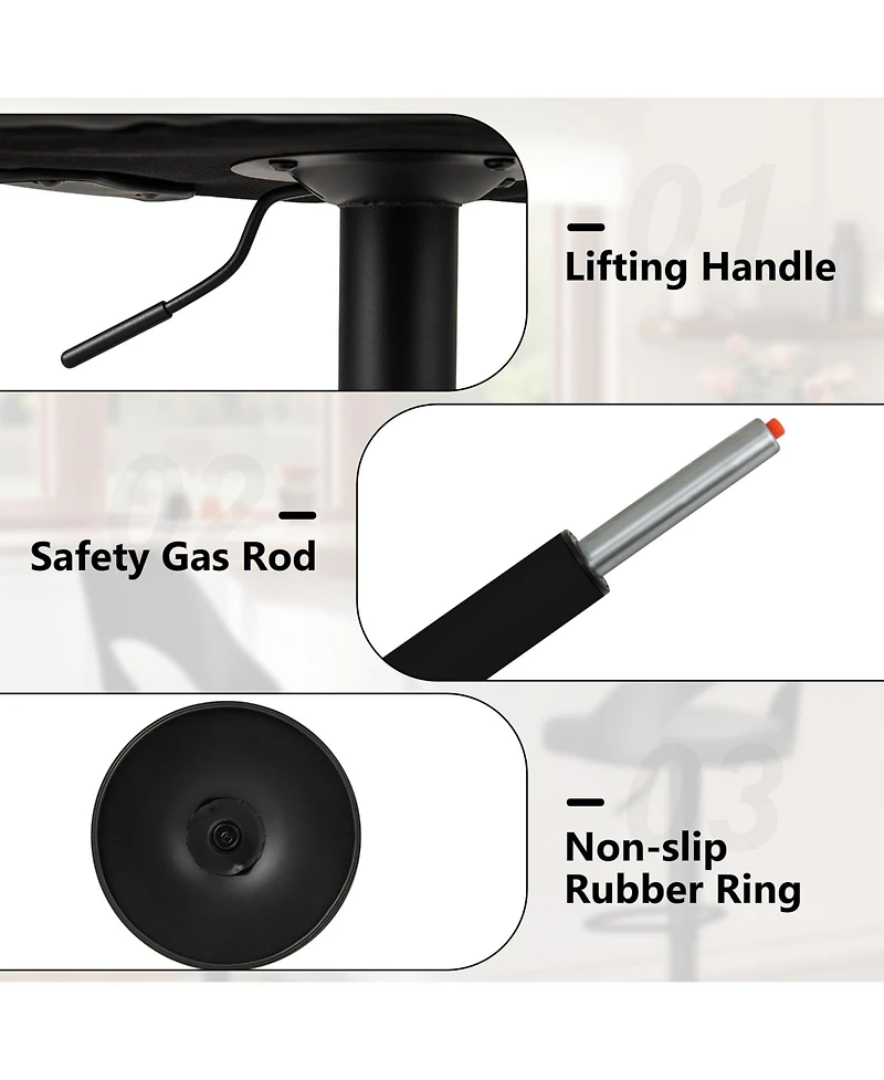 Slickblue Set of 2 Pu Leather Bar Stools with Wide Padded Seat