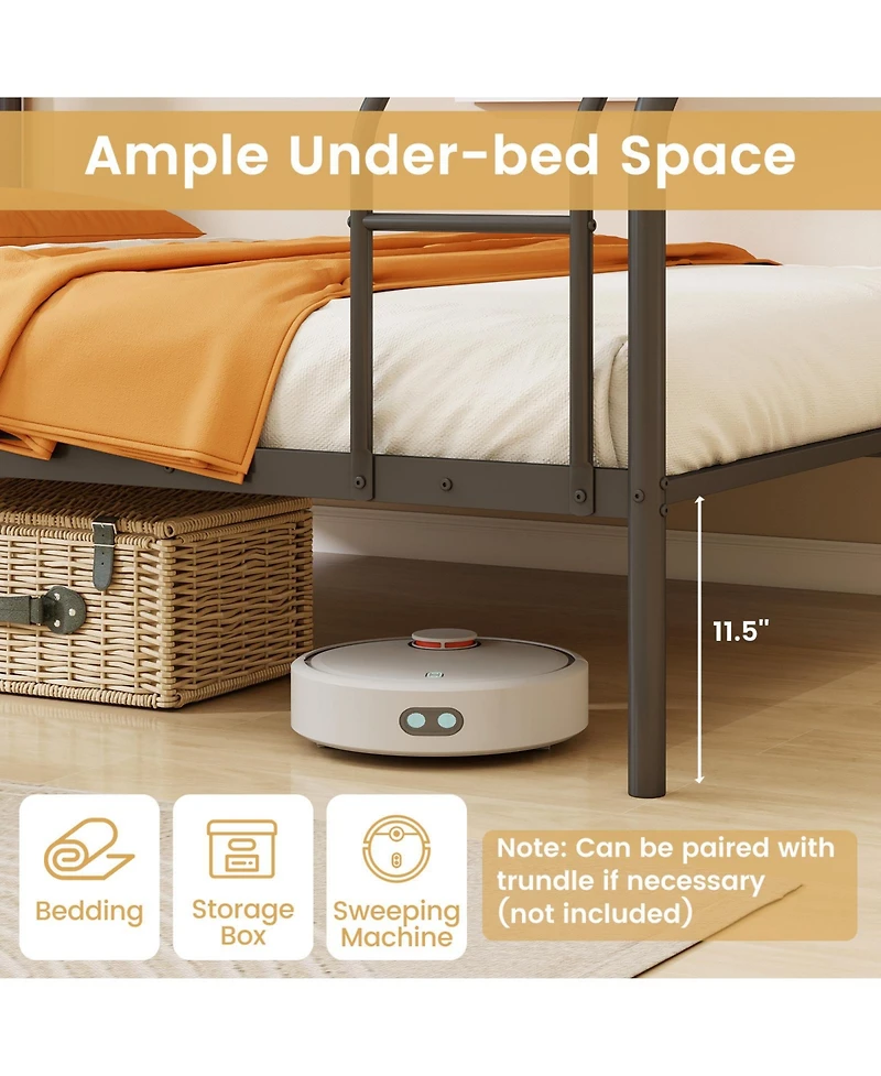 Sugift Bed with Ladder and Full-length Guardrails