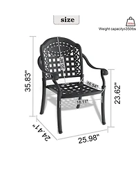 Clihome Cast Aluminum Patio Chairs Set of 2 Dining Chairs with Random Color Cushions