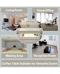 Rainsken Led Coffee Table, Modern Living Room Table, 2-Tier Center Table with Storage Drawer for Home Office, Waiting Area, Reception Room