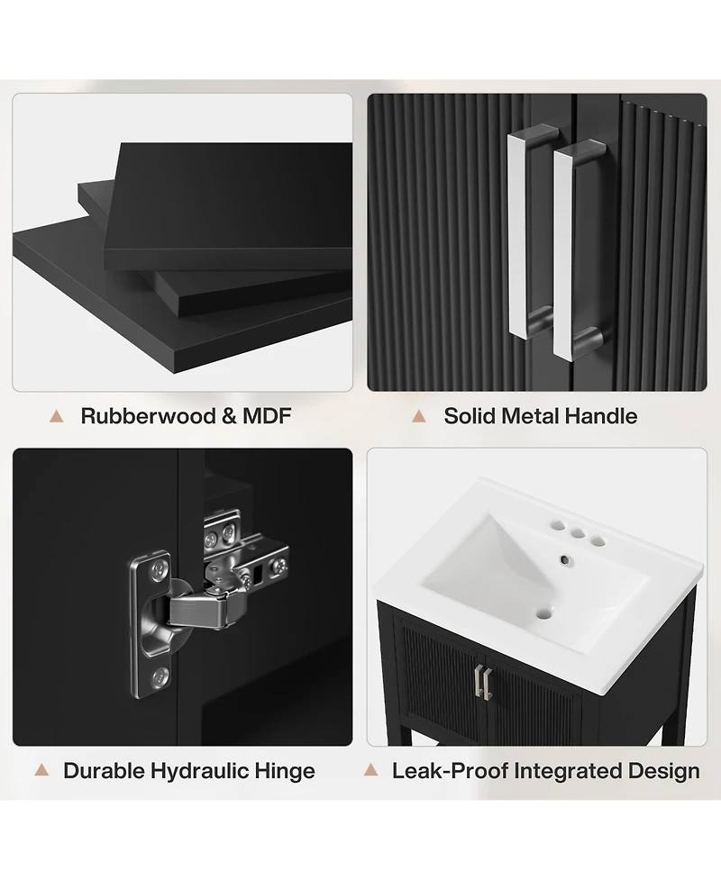 Tribesigns 24" Bathroom Vanity with Sink, Modern Freestanding Ceramic Porcelain Basin