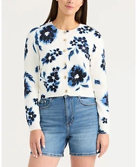 Ellen Tracy Women's Trancy Floral Printed Button Front Cardigan