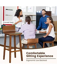 Slickblue Set of 2 Wooden Bar Stools 29 Inch with Back and Seat