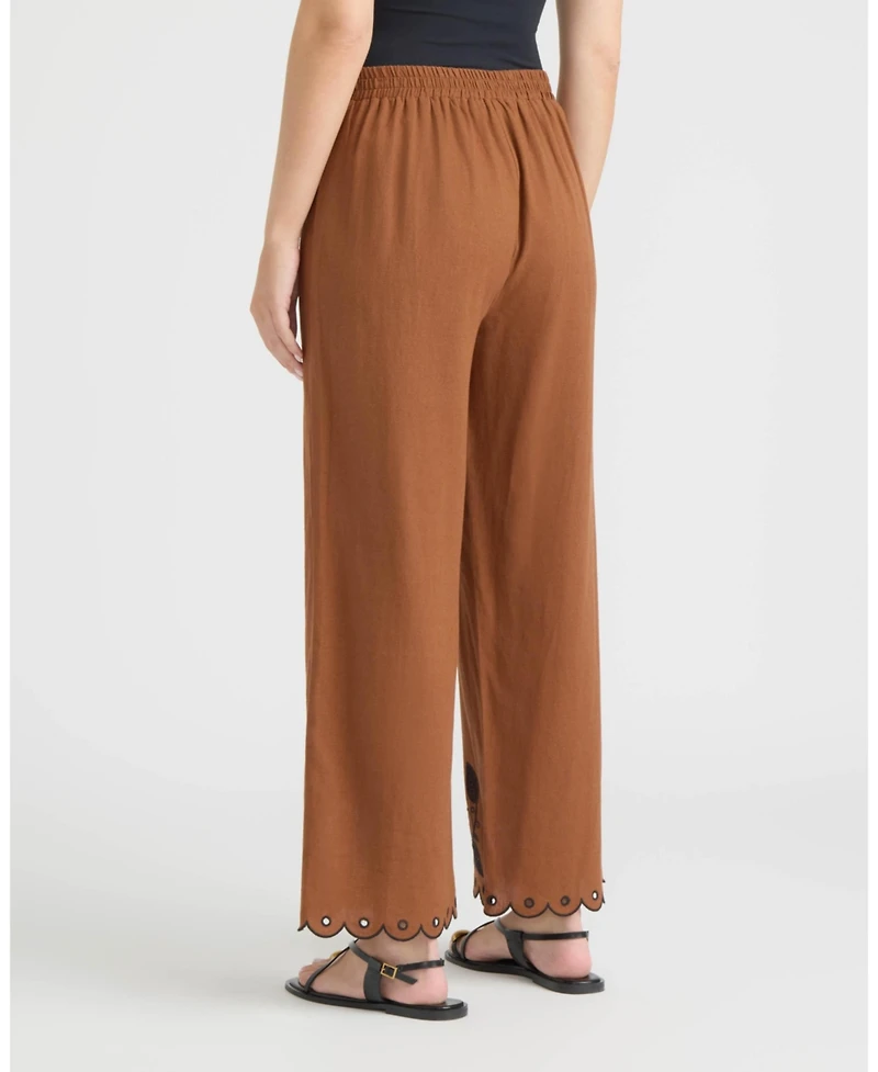 Ellen Tracy Women's Pull-On Cropped Pant with Embroidered Hem