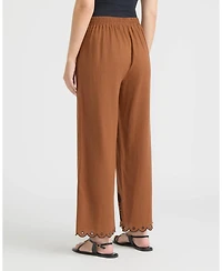 Ellen Tracy Women's Pull-On Cropped Pant with Embroidered Hem