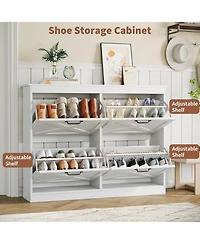 gaomon Wide Freestanding Shoe Storage Cabinet with 4 Flip Drawers