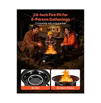 Slickblue 24 Inch Propane Fire Pit 53000 Btu with Grill Grate