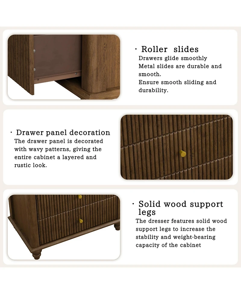 flynama Modern 3 Drawer Dresser Finish Sturdy Construction for Bedroom Living Room Storage