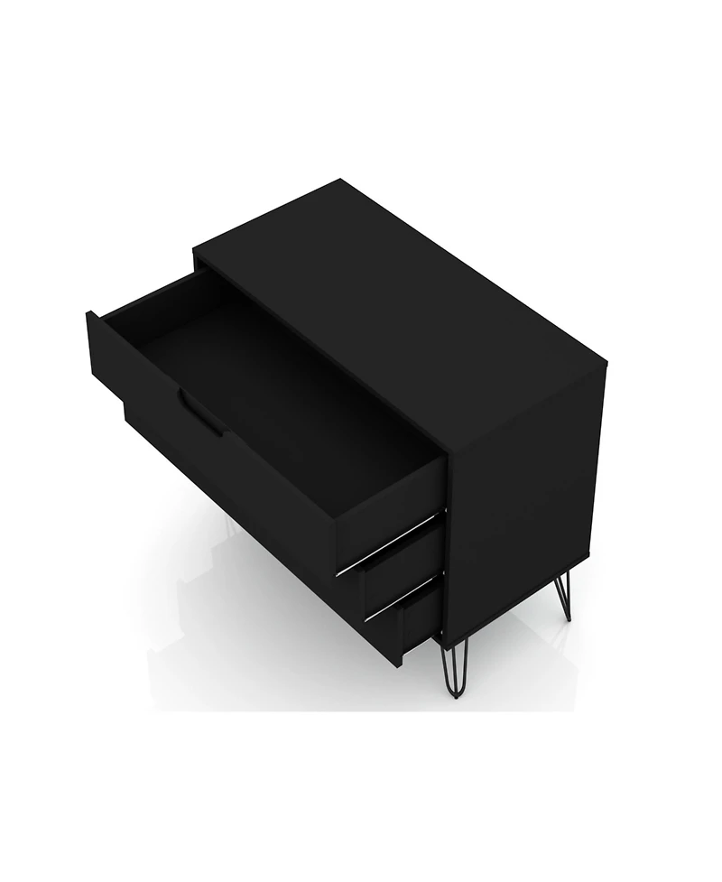 flynama Mid Century Modern 3 Drawer Dresser 35.24L 30.15H 17.52D for Bedroom with Metal Legs