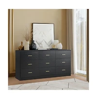 flynama 5 Drawer Rustic Dresser Space Saving Cabinet for Entryway Home Furniture with Spacious Drawers Easy Assembly Durab