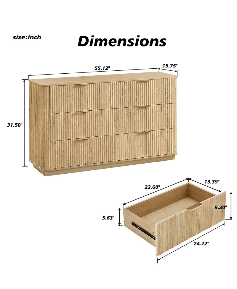 flynama 6 Drawer Minimalist Dresser Easy Clean Cabinet for Home Office Home Furniture With Spacious Drawers Easy Assembly