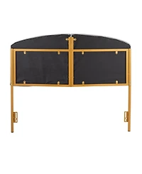 Flynama Velvet Queen Headboard with Gold Metal Frame and Tufting for Glam Bedroom