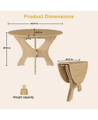Rainsken Folding Dining Table, Round Mdf Drop Leaf Table for 2–4 People, for Kitchen, Balcony, or Small Apartments