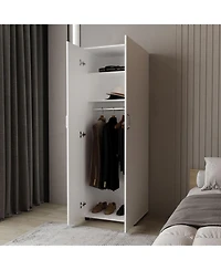 flynama Pisinemo Armoire with Two Doors and Hanging Rod Bedroom Storage Organizer