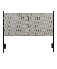 Flynama Queen Size Headboard Metal and Cream Fabric by Panel with Faux Leather Easy Clean Adjustable Height