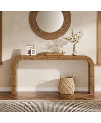 Tribesigns Solid Wood Tv Stand, 70.87-Inch Farmhouse Sofa Table with Waterfall Curved Corners for Hallway