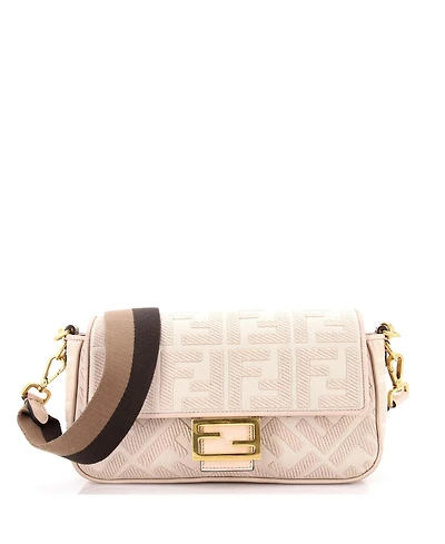 Pre-Owned Fendi Medium Baguette Nm Bag Zucca Embroidered Canvas
