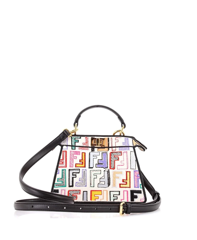 Pre-Owned Fendi Petite Peekaboo ISeeU Bag Embroidered Zucca Canvas