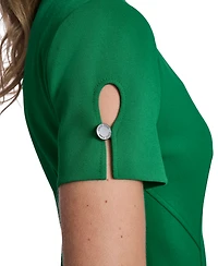 Calvin Klein Petite Short-Sleeve Jewel Neck Midi Sheath Dress