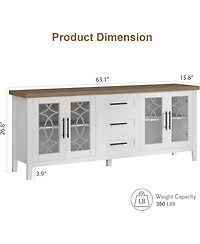 gaomon Farmhouse Tv Stand with Glass Door for 70" TVs, Mid Century Modern Entertainment Center Storage & Two Media Console
