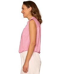 Democracy Petite Smocked Collar Woven Top
