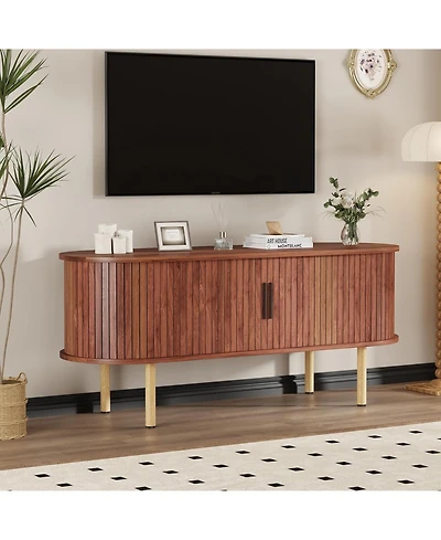 gaomon 47 inch Tv Stand for Up to 80 Inch Tv, Media Console with Sliding Doors and Storage, Modern Wood Entertainment Center for Living Room, Bedroom