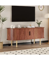 gaomon 47 inch Tv Stand for Up to 80 Inch Tv, Media Console with Sliding Doors and Storage, Modern Wood Entertainment Center for Living Room, Bedroom