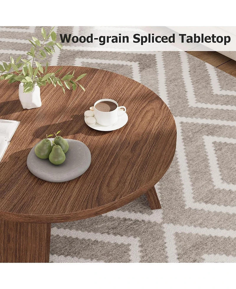 gaomon 335" Round Coffee Table, Modern Circle Center Table with Inclined Legs, Accent Cocktail Tables for Living Room, Bedroom, Easy Assembly