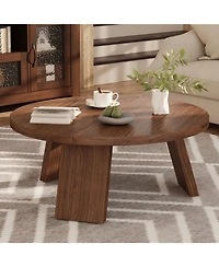 gaomon 335" Round Coffee Table, Modern Circle Center Table with Inclined Legs, Accent Cocktail Tables for Living Room, Bedroom, Easy Assembly