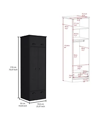 flynama Armoire with 1 Drawer 1 Hinged Drawer Handles Hanging Rod