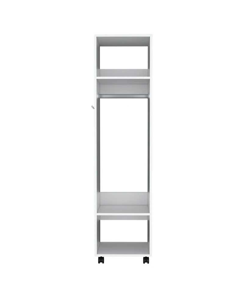 flynama 63inch Armoire with 3 Shelves 1 Mirror 4 Wheels Storage Cabinet