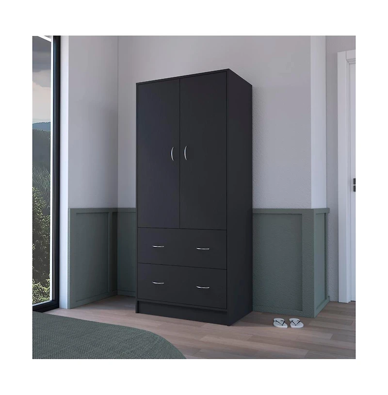 flynama Edie Armoire for Bedroom with Hanging Rod Lower Drawer Upper Shelf