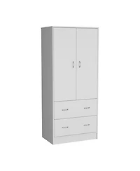 flynama Taly 2Doors 2Drawers Armoire 70.9inch High Laminated Particle Board Bedroom Storage Cabinet Organizer