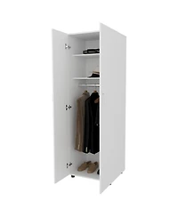 flynama Armoire with 2 Doors Hanging Rod and 2 Upper Shelves 70.9inch High Bedroom Storage Organizer