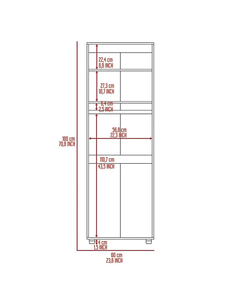 flynama Armoire Organizer 70.8 Inch High with Two Shelves Hanging Rod and Double Door Cabinet
