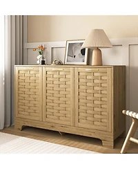 flynama Modern 5 Drawer Dresser Solid Wood Cabinet with Metal Handles for Bedroom Home Office Hallway