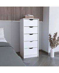 flynama White 5-Drawer Tall Dresser with Pull-Out Storage System