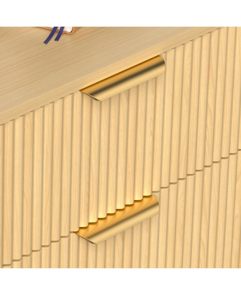 flynama 9 Drawer Fluted Wooden Dresser 63W 15.7D 29.5H for Bedroom Nursery Entrance with Wave Pattern