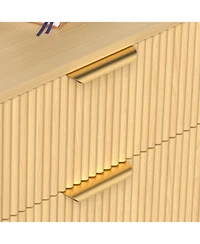 flynama 9 Drawer Fluted Wooden Dresser 63W 15.7D 29.5H for Bedroom Nursery Entrance with Wave Pattern