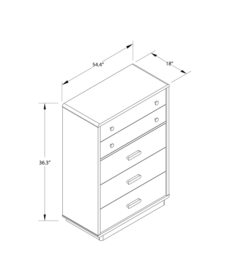 flynama Modern 5 Drawer Valencia Tall Dresser Two Tone Finish with Matte Handles for Urban Bedroom