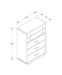 flynama Modern 5 Drawer Valencia Tall Dresser Two Tone Finish with Matte Handles for Urban Bedroom