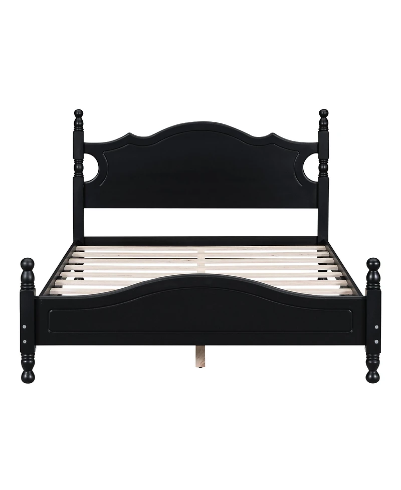 flynama Retro Wood Platform Bed Pine Mdf Plywood 10 Slats No Box Spring