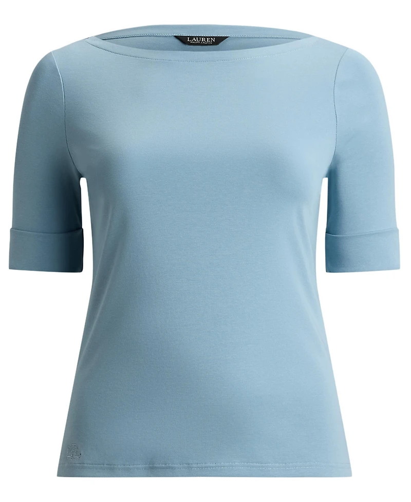 Lauren Ralph Plus Cotton Boatneck T-Shirt