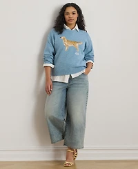 Lauren Ralph Plus Intarsia-Knit Golden Retriever Sweater