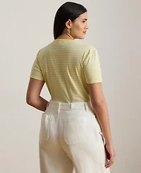 Lauren Ralph Lauren Plus Size Striped Rib-Knit Stretch Top