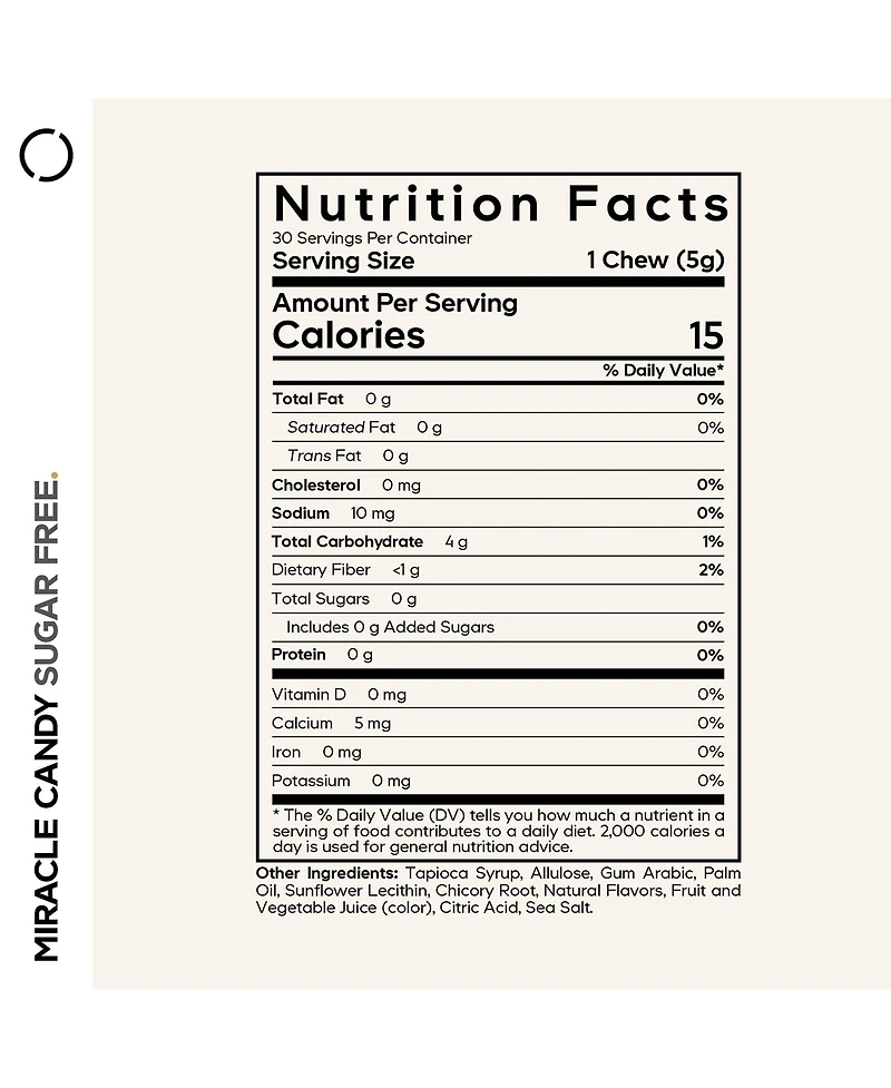 Codeage Miracle Candy Mixed Berry - 0g Sugar Low Calorie Soft Chews - Allulose, Prebiotic Fiber