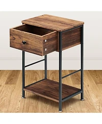 gaomon Nightstand Set of 2 Small End Side Tables with Storage Shelf and Large Drawer Industrial Slim Nightstands Bedside Tables for Bedroom