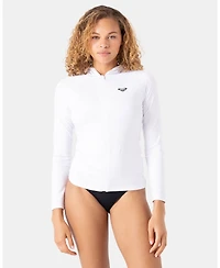 Roxy Juniors' New Essentials Chest-Logo Hooded Rashguard